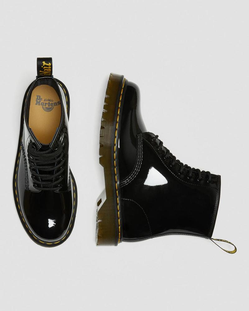 Black Men's Dr Martens 1460 Bex Patent Leather Lace Up Boots | CA 502TCE